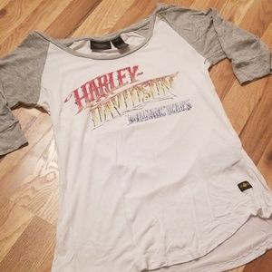 Harley Davidson black label 3/4 sleeve top